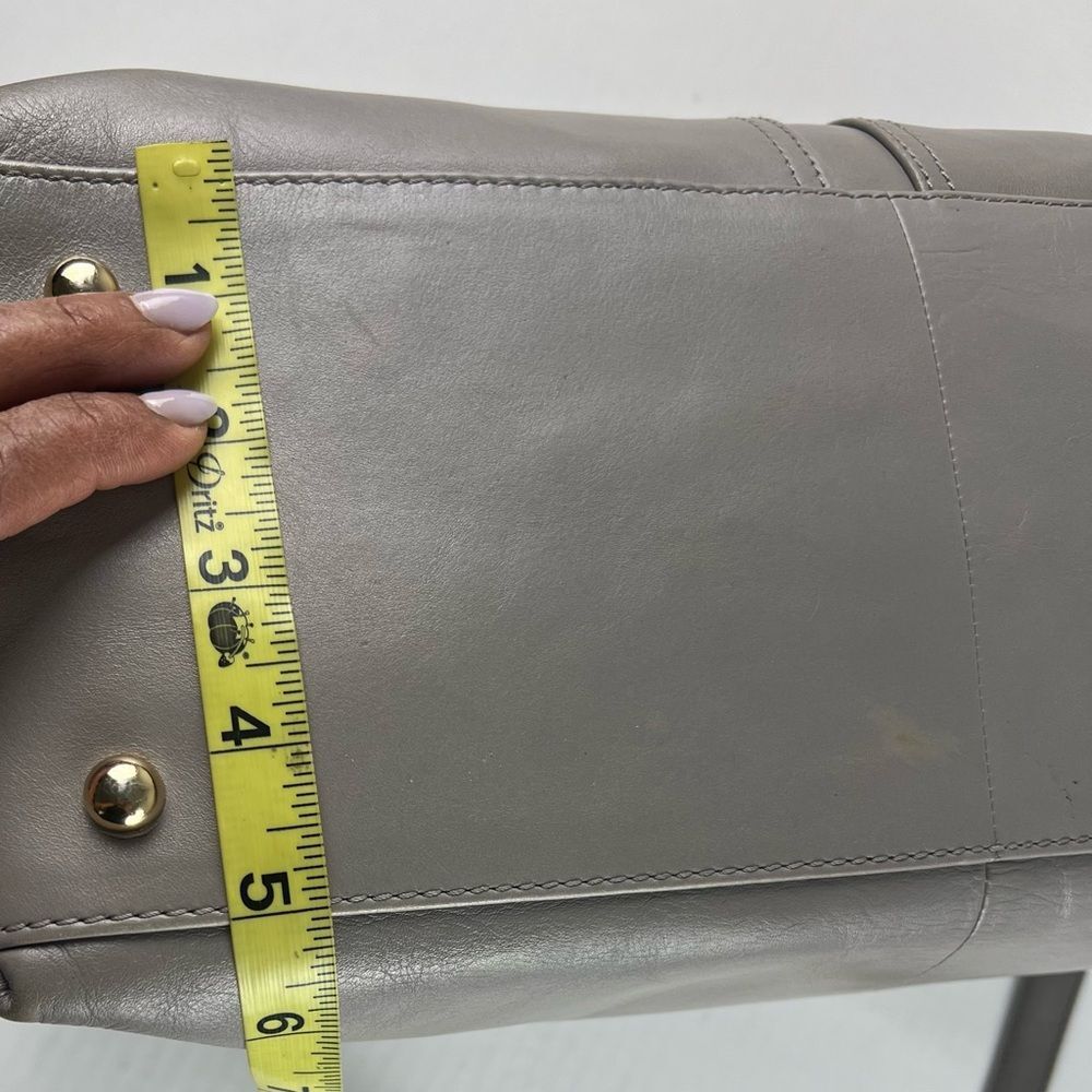 Modalu London Leather Satchel Taupe/Grey Gold Hardware Double Zip Bag - Picture 13 of 16